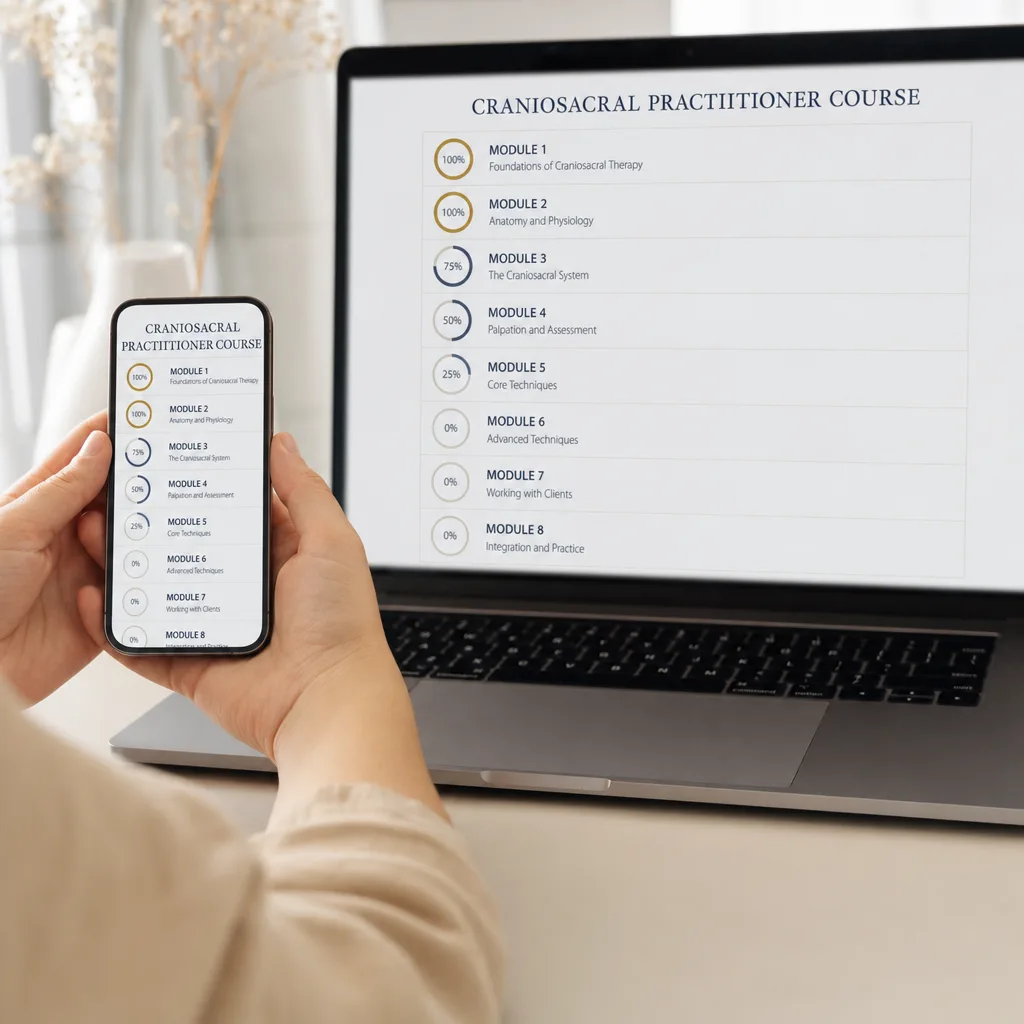 The complete course: 8 modules and 42 lessons in the Cranio platform